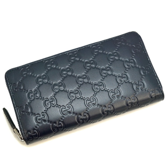 Gucci Leather Zip Blue Wallet Long ssima GG Navy - Picture 1 of 9